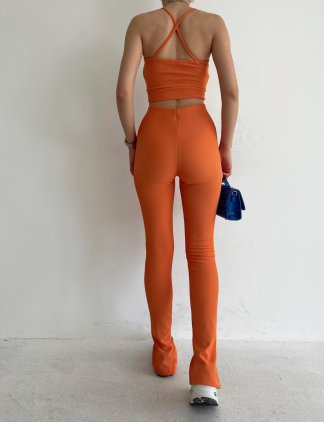Ön Yırtmaçlı Yüksek Bel Naomi Tayt 6137 - Turuncu - 3