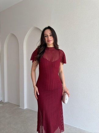 OPHELİA Midi Elbise 5513 - Bordo - 2