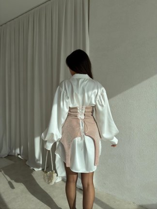 OPİUM Korseli Elbise 8378 - Pembe - 3