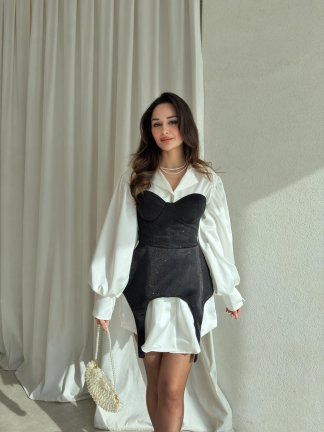  OPİUM Korseli Elbise 8378 - Siyah - 1