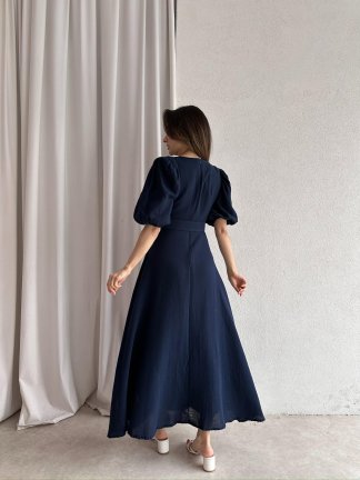 OREGO Maxi Elbise 9454 - Lacivert - 3