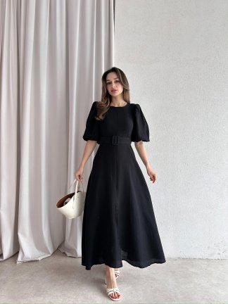 OREGO Maxi Elbise 9454 - Siyah - 2