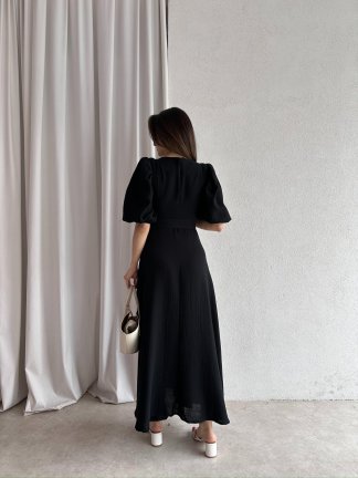 OREGO Maxi Elbise 9454 - Siyah - 3