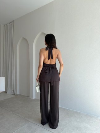 ORENDA Saten Kuşaklı Takım 5487 - Acı Kahve - 3