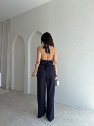  ORENDA Saten Kuşaklı Takım 5487 - Lacivert - 2