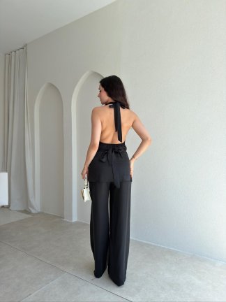 ORENDA Saten Kuşaklı Takım 5487 - Siyah - 3