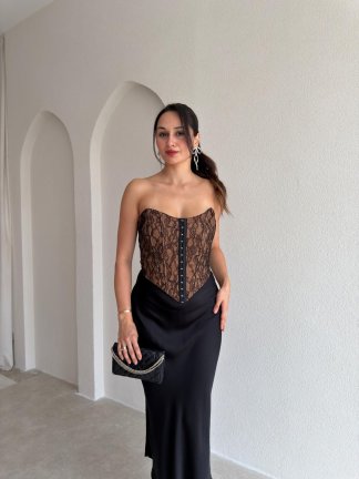 ORİA Korse Bluz 3770 - Siyah - 1