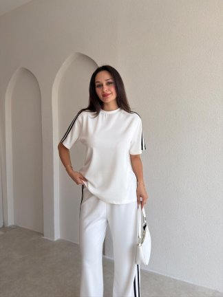ORLA Şerit Detaylı Takım 3760 - Beyaz - 3