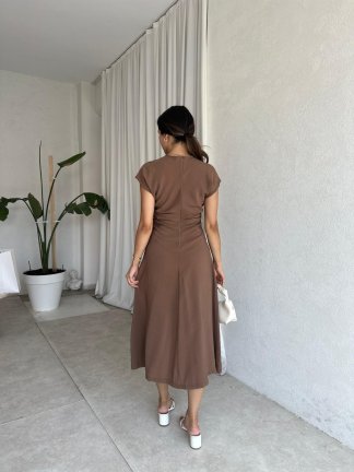 ORLANDO Midi Elbise 8087 - Kahverengi - 3