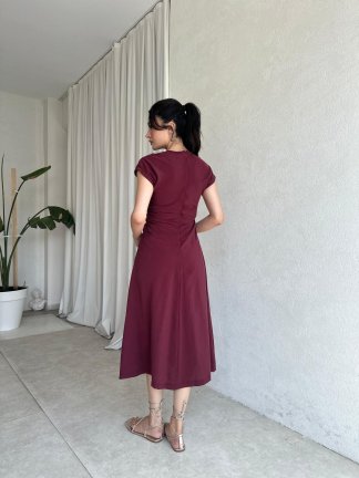 ORLANDO Midi Elbise 8087 - Bordo - 3