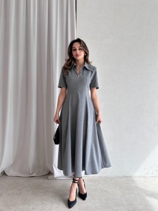 OTTO Midi Elbise 4521 - Gri - 2