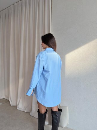 Oversize Basic CAZZİE Gömlek 7294 - Mavi - 4