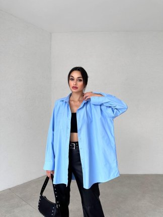 Oversize Basic CAZZİE Gömlek 7294 - Mavi - 1