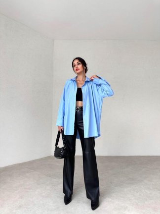 Oversize Basic CAZZİE Gömlek 7294 - Mavi - 2