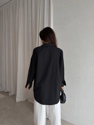 Oversize Basic CAZZİE Gömlek 7294 - Siyah - 2