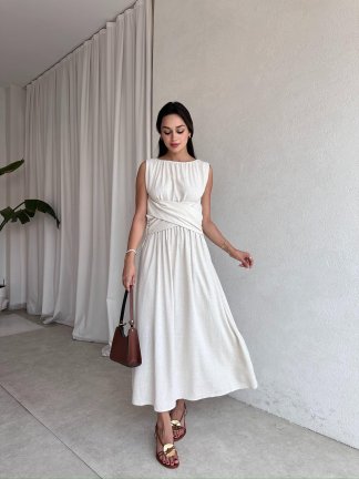 OXFA Maxi Elbise 9219 - Bej - 2