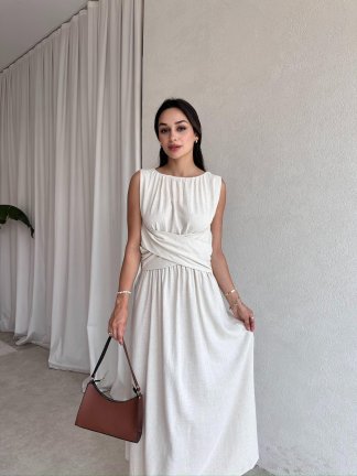 OXFA Maxi Elbise 9219 - Bej 
