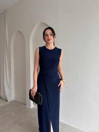 PAİGE Midi Elbise 8868 - Lacivert - 1