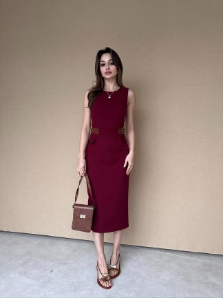PALONİA Midi Elbise 8976 - Bordo - 3