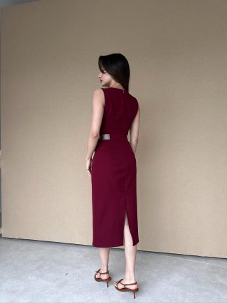 PALONİA Midi Elbise 8976 - Bordo - 4