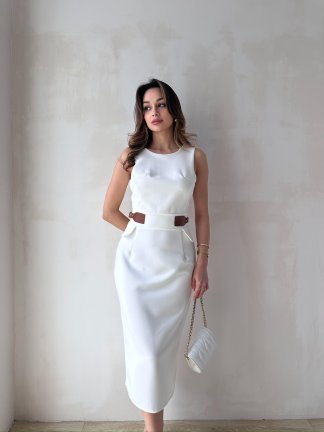 PALONİA Midi Elbise 8976 - Beyaz - 1