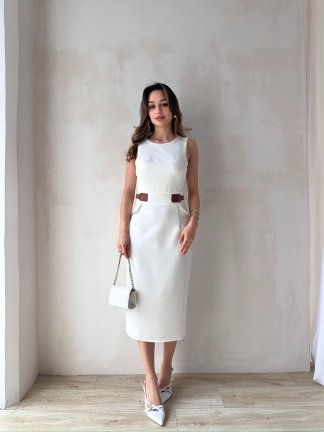 PALONİA Midi Elbise 8976 - Beyaz - 2