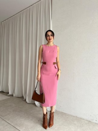 PALONİA Midi Elbise 8976 - Pembe - 2