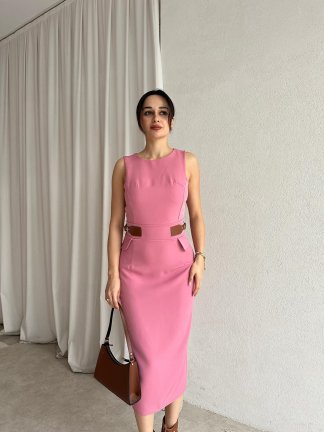 PALONİA Midi Elbise 8976 - Pembe - 1