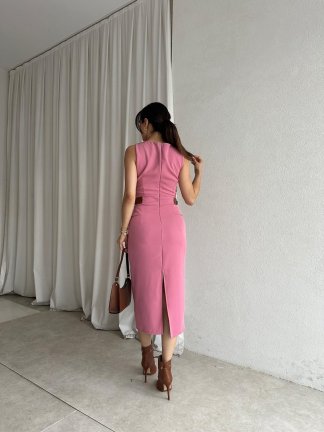 PALONİA Midi Elbise 8976 - Pembe - 3