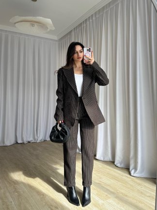  PALVİN Çizgili Takım 8716 - Acı Kahve - 2