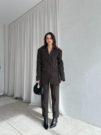  PALVİN Çizgili Takım 8716 - Acı Kahve - 5