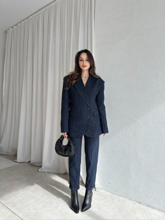 PALVİN Çizgili Takım 8716 - Lacivert - 2