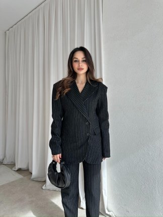  PALVİN Çizgili Takım 8716 - Siyah 