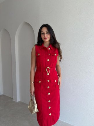 PAMER Midi Elbise 4144 - Kırmızı - 2