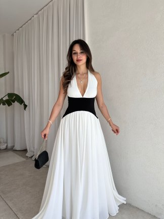 PANDORA Maxi Elbise 0344 - Beyaz - 1