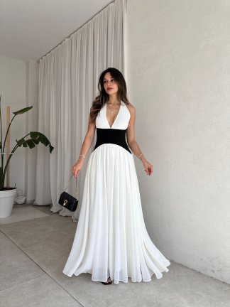 PANDORA Maxi Elbise 0344 - Beyaz - 2