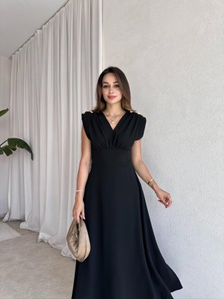 PAOLA Maxi Elbise 2305 - Siyah 