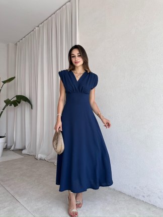 PAOLA Maxi Elbise 2305 - Lacivert - 2