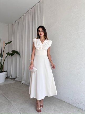 PAOLA Maxi Elbise 2305 - Beyaz - 2
