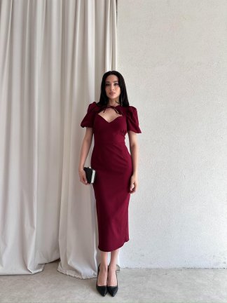 PARİNA Midi Elbise 5031 - Bordo - 2