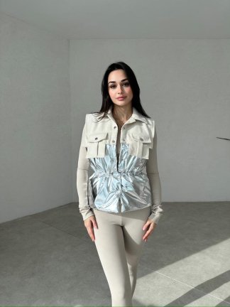 Parlak Kumaş BONFERRONİ Ceket 3847 - Ekru 