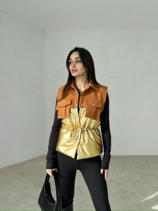 Parlak Kumaş BONFERRONİ Ceket 3847 - Kahverengi - 1