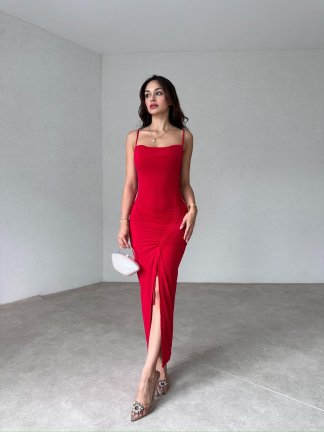 PARROT Midi Elbise 2952 - Kırmızı - 2