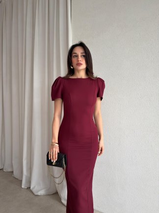 PARSLEY Midi Elbise 8370 - Bordo - 3