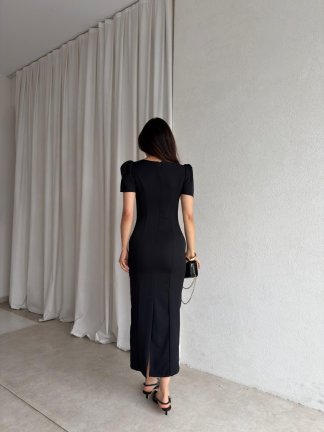  PARSLEY Midi Elbise 8370 - Siyah - 3