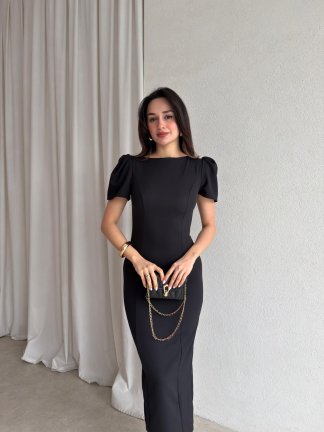  PARSLEY Midi Elbise 8370 - Siyah - 2