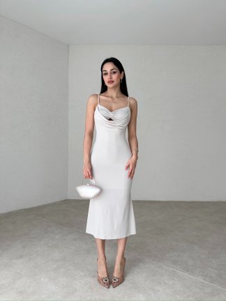 PAULA Midi Elbise 5654 - Bej - 2