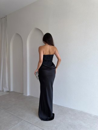 PEARLY Maxi Elbise 3039 - Siyah - 3