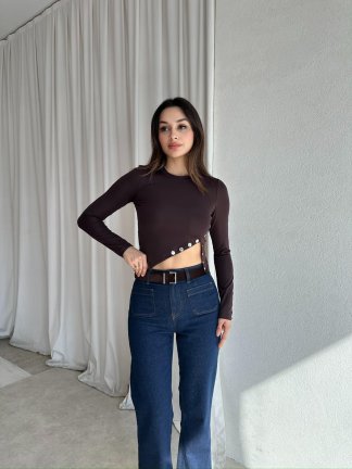 PEGGY Bluz 8503 - Acı Kahve 