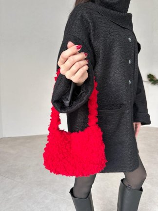 Peluş Dokulu OLGA Çanta 3453 - Kırmızı - 2